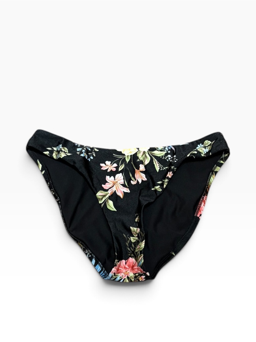 Shade & Shore Floral Bikini Bottom - Black Floral Women Swim, Size M